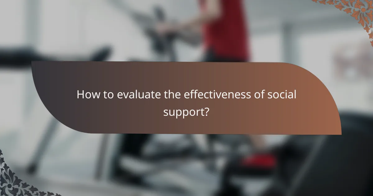 How to evaluate the effectiveness of social support?