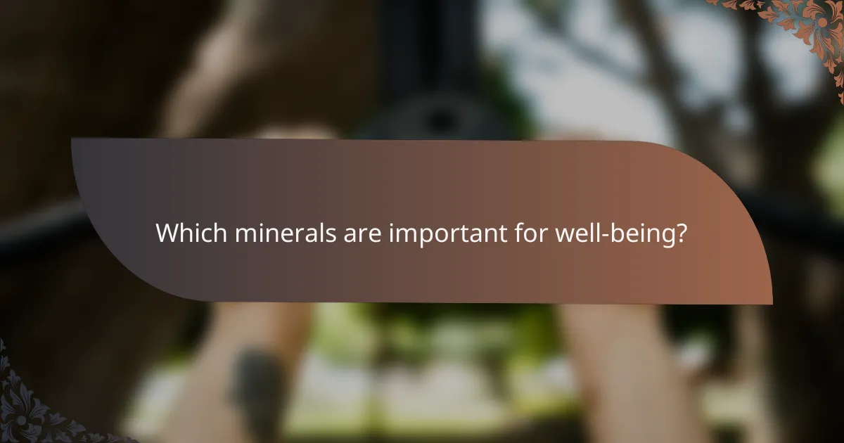 Which minerals are important for well-being?